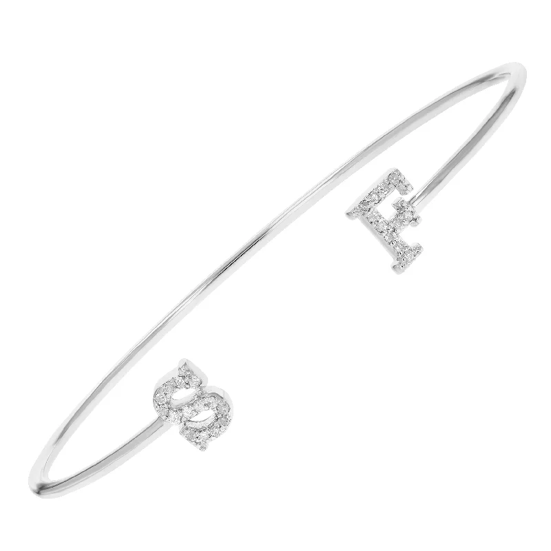 charm bracelet with birthstones-0.15 cttw Diamond Bangle Bracelet .925 Sterling Silver Rhodium San Francisco