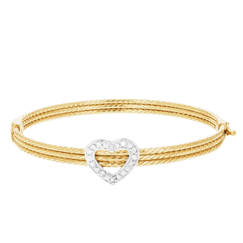 bracelet with infinity symbol-1/5 cttw Diamond Bangle Bracelet Yellow Gold Plated Over Sterling Silver Cable