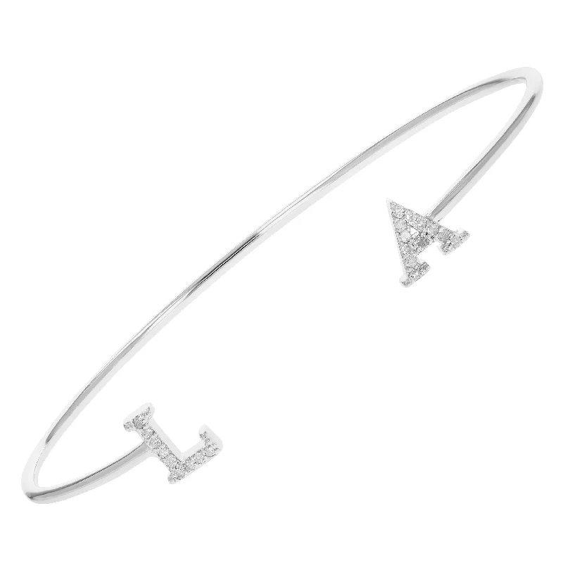 leather bracelet for women with clasp-1/8 cttw Diamond Bangle Bracelet .925 Sterling Silver With Rhodium Los Angeles