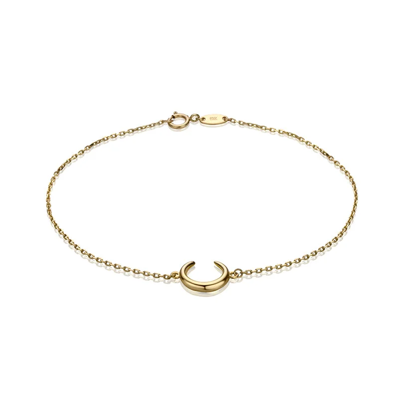 sterling silver chain bracelet-10K Yellow Gold Half Moon Bracelet