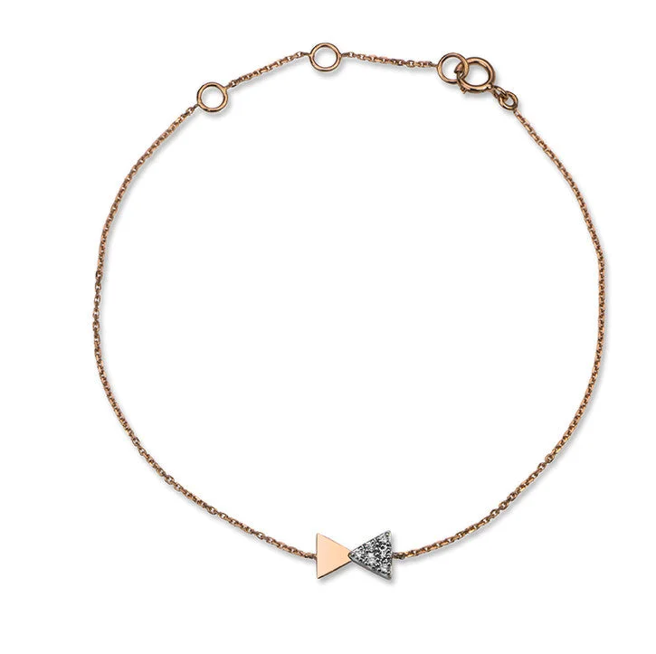 gold chain bracelet for men-14K Rose Gold Diamond Bow Tie Bracelet