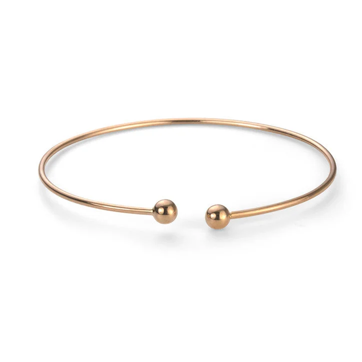 beach bracelet for women-14K Rose Gold Thin Sphere Bangle