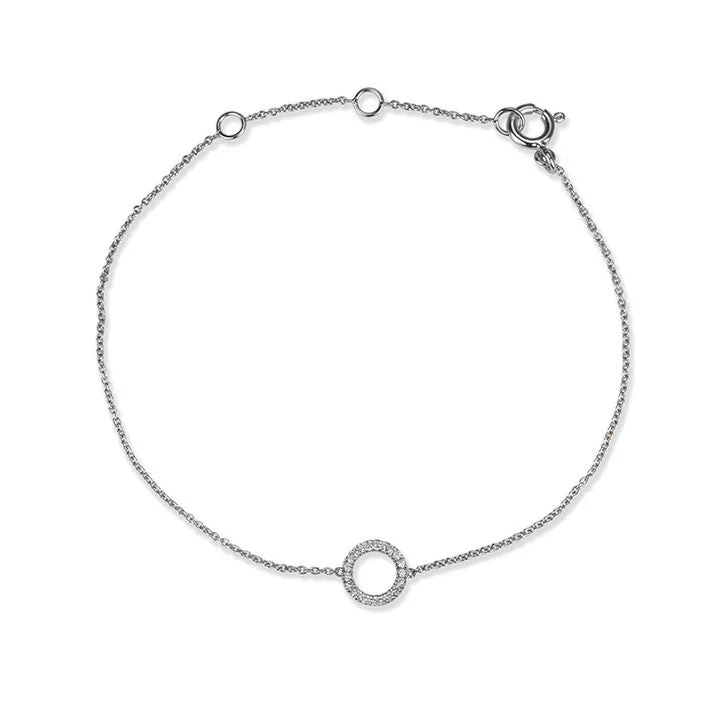 men's leather bracelet-14K White Gold Petite Diamond Circle Bracelet