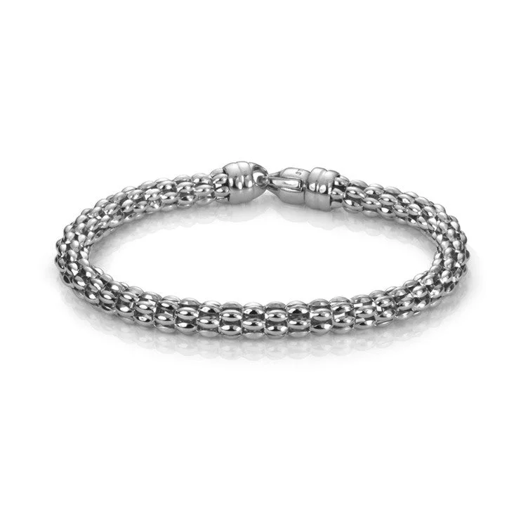 women’s fashion bracelet-14K White Gold Popcorn Link Bracelet