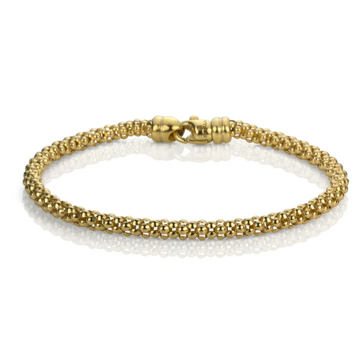 men’s woven bracelet-18K Yellow Gold Bead Link Bracelet