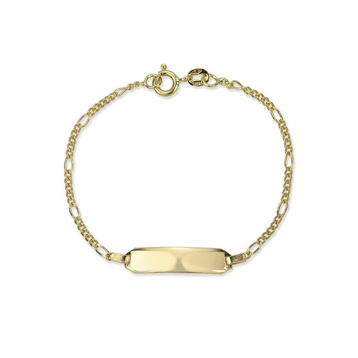 bracelet with quote for him-14K Yellow Gold Figaro Link ID Bracelet