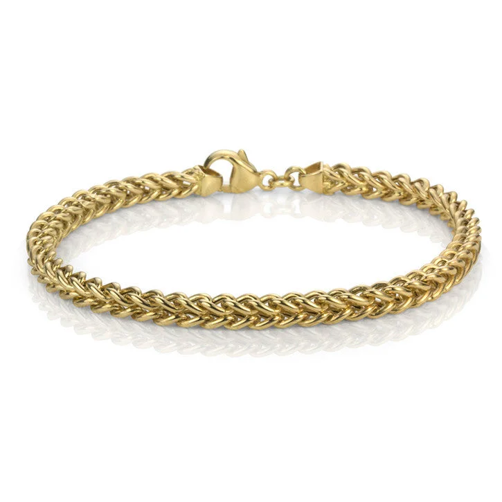 custom leather bracelet-14K Yellow Gold Hollow Franco Link Bracelet