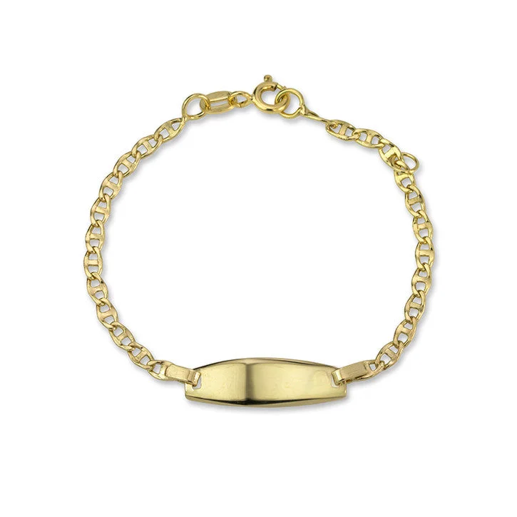 trendy bracelet for young women-14K Yellow Gold Mariner Link ID Bracelet