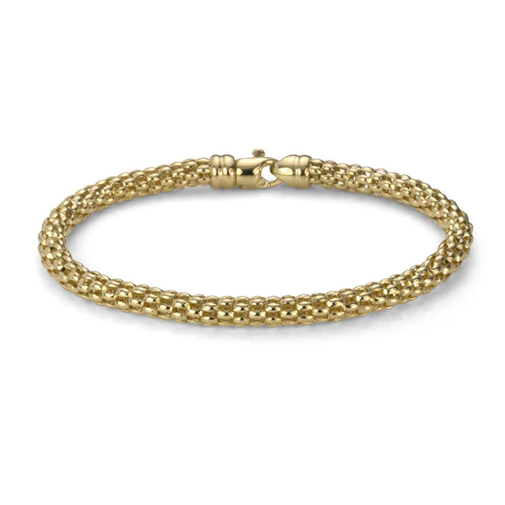 multi-layered bracelet-14K Yellow Gold Popcorn Link Bracelet