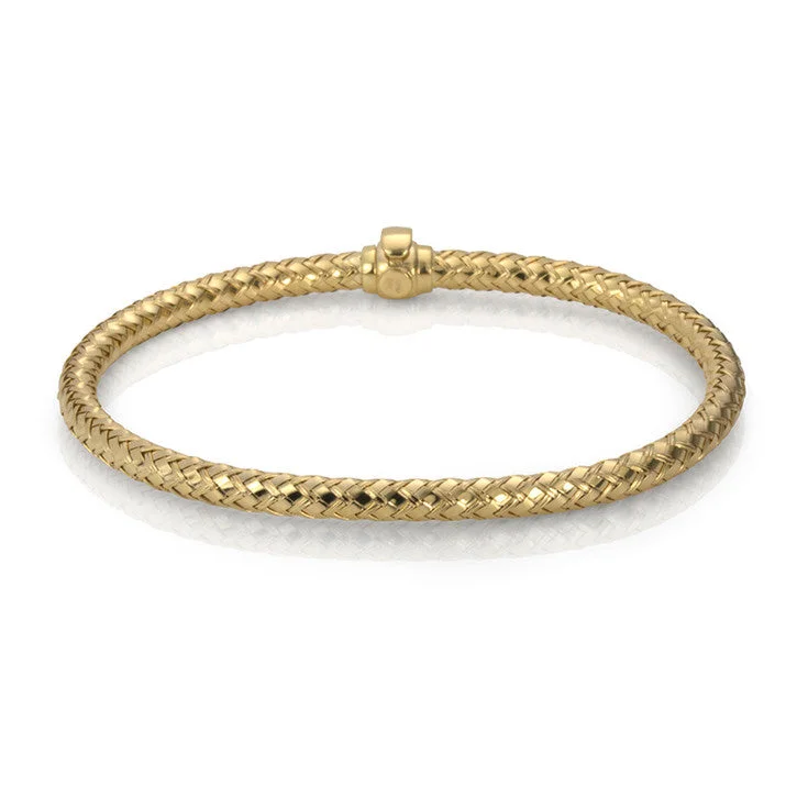 chunky bracelet for women-14K Yellow Gold Snake Link Rounded Bangle