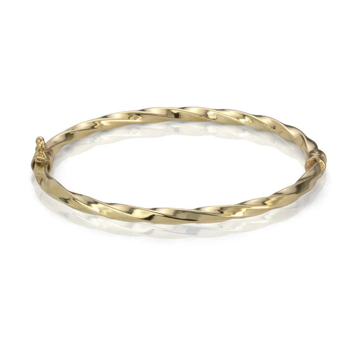 bangles for women-14K Yellow Gold Twisted Bangle