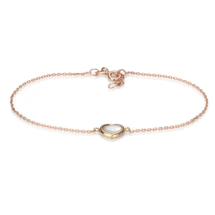 handmade gold bracelet-18K Rose Gold Enamel My Heart Bracelet