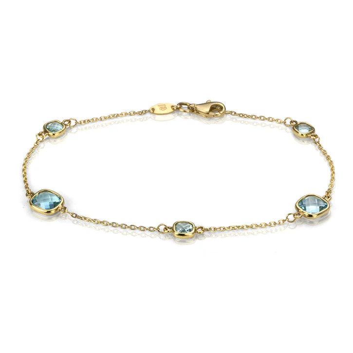 bracelet for girls with charms-18K Yellow Gold Rolo Link Topaz Bracelet