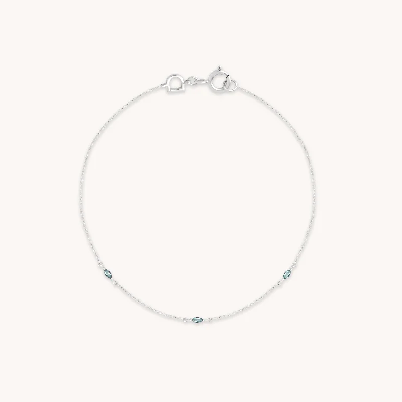 best friend bracelet set-Alexandrite Charm Bracelet in Solid White Gold