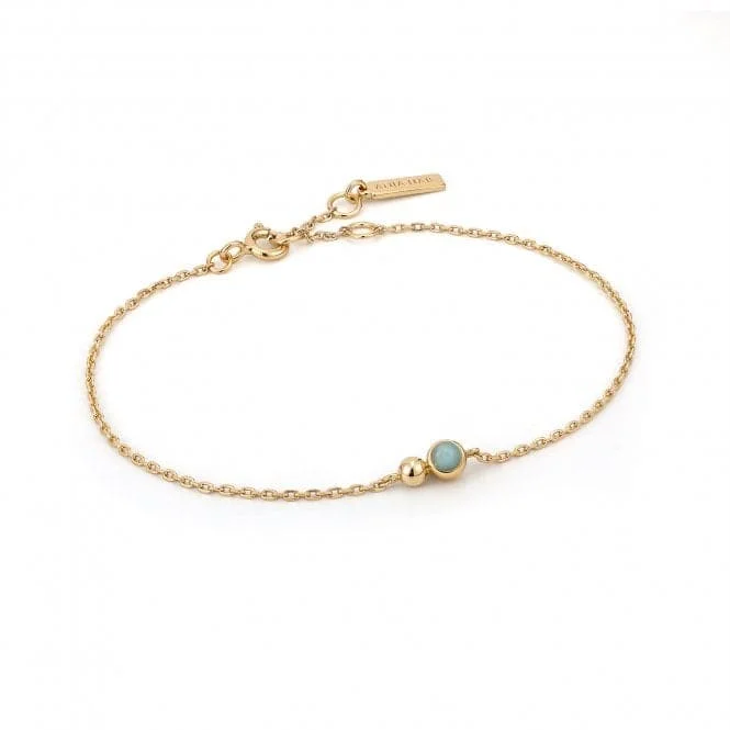 zodiac bracelet for women-Gold Orb Amazonite Chain Bracelet B045-01G-AM