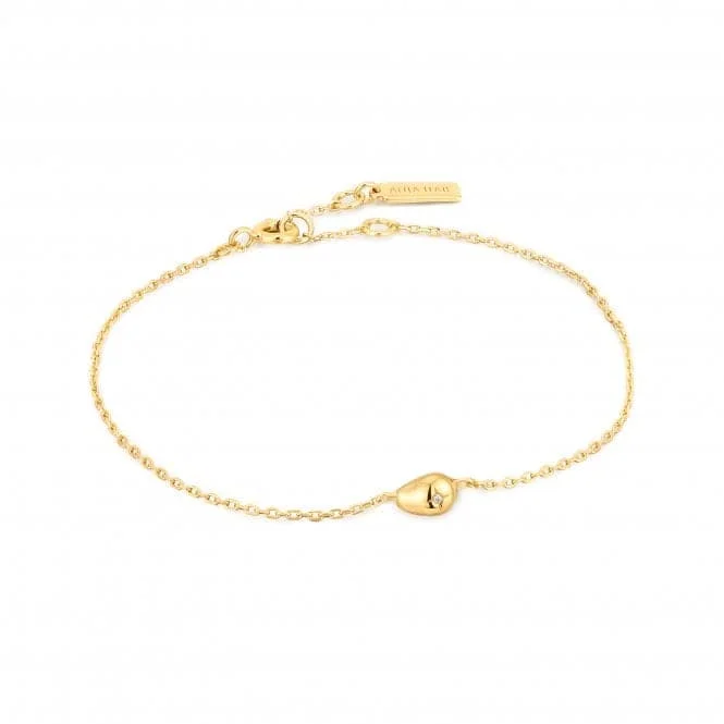 braided friendship bracelet-Gold Pebble Sparkle Chain Bracelet B043-04G