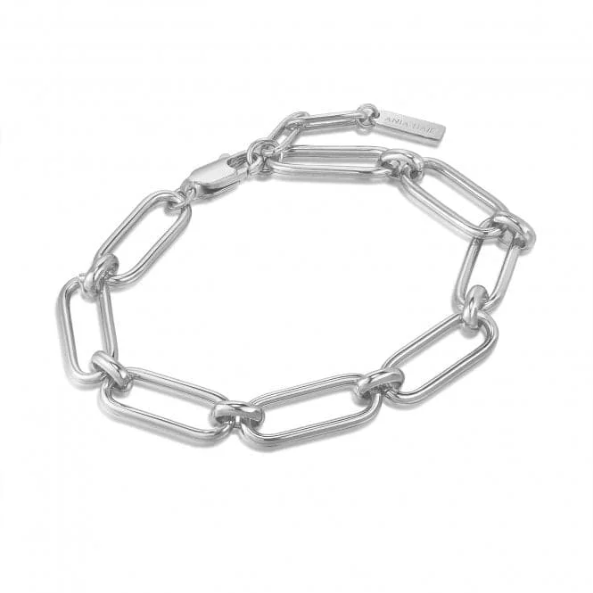 minimalist silver bracelet-Silver Cable Connect Chunky Chain Bracelet  B046-02H