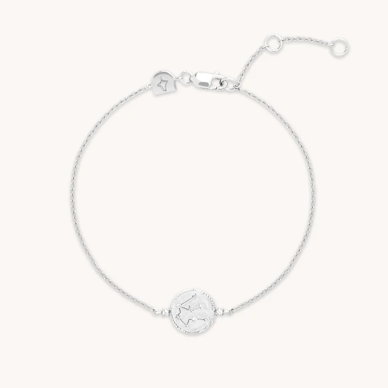 fashion bracelet with charms-Aquarius Zodiac Bracelet in Silver