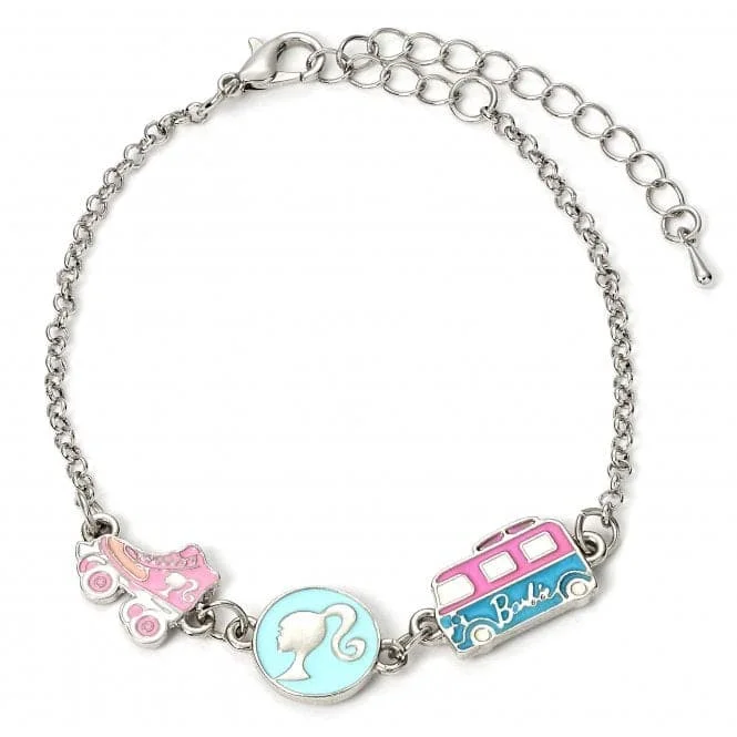 personalized bracelet for couples-Enamelled Fun Silhouette Skate Camper Van Charm Bracelet BMCB0009