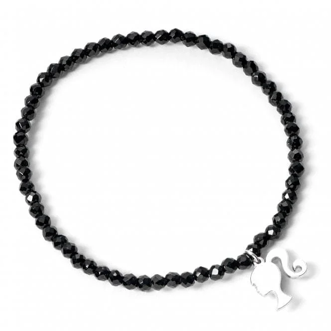 bracelet with meaningful charms-Sterling Silver Black Crystal Charm Bracelet BMSB0027