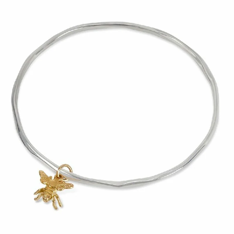 spiritual gemstone bracelet-Bee Bangle | Silver - Gold