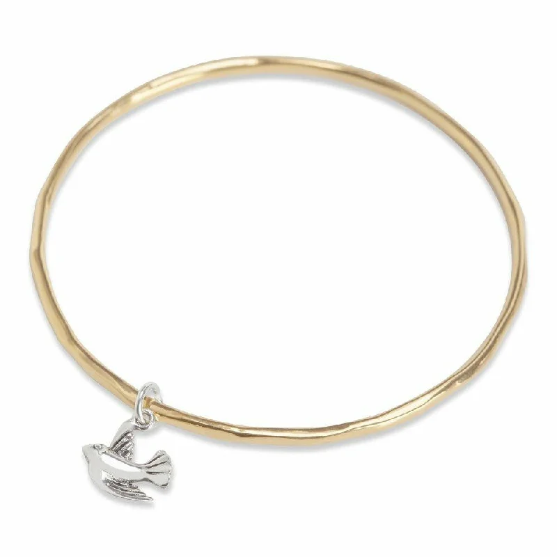 engraved bracelet for her-Bird Bangle | Gold - Silver