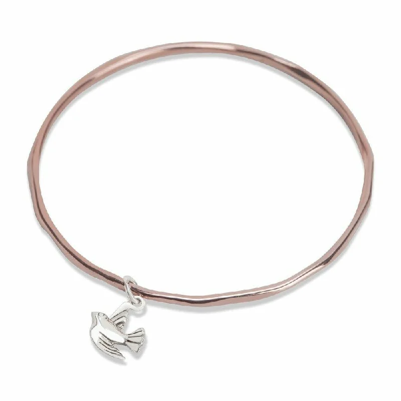 birthstone bracelet gift-Bird Bangle | Rose Gold - Silver