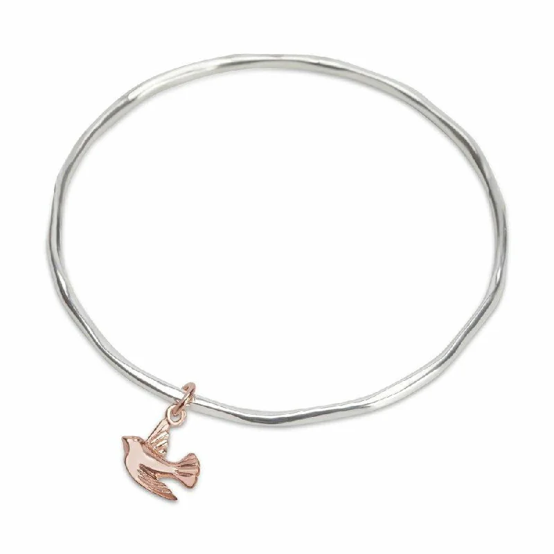 lucky bracelet for men-Bird Bangle | Silver - Rose Gold