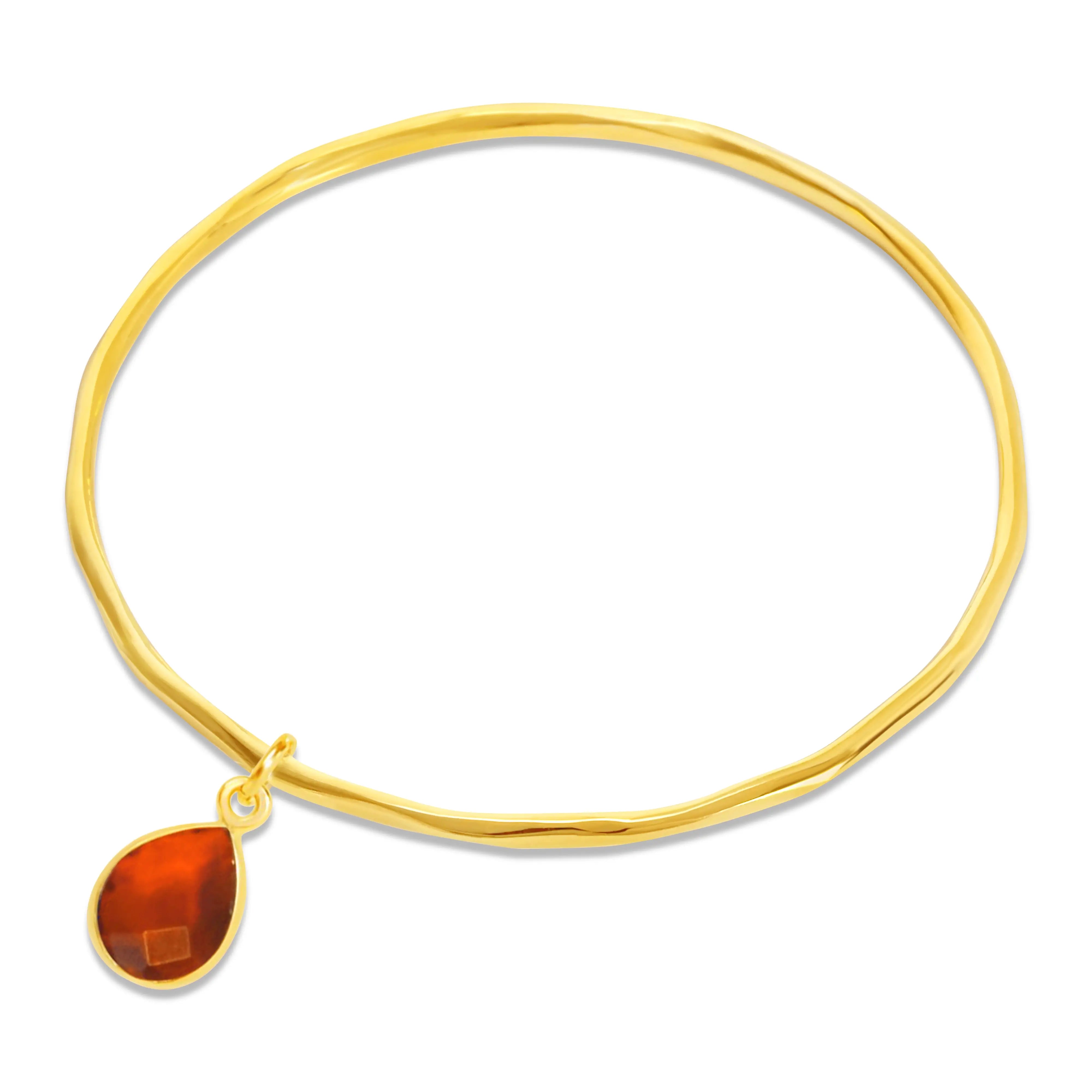 silver bracelet for anniversary-Carnelian Charm Bangle Gold July Birthstone Bangle