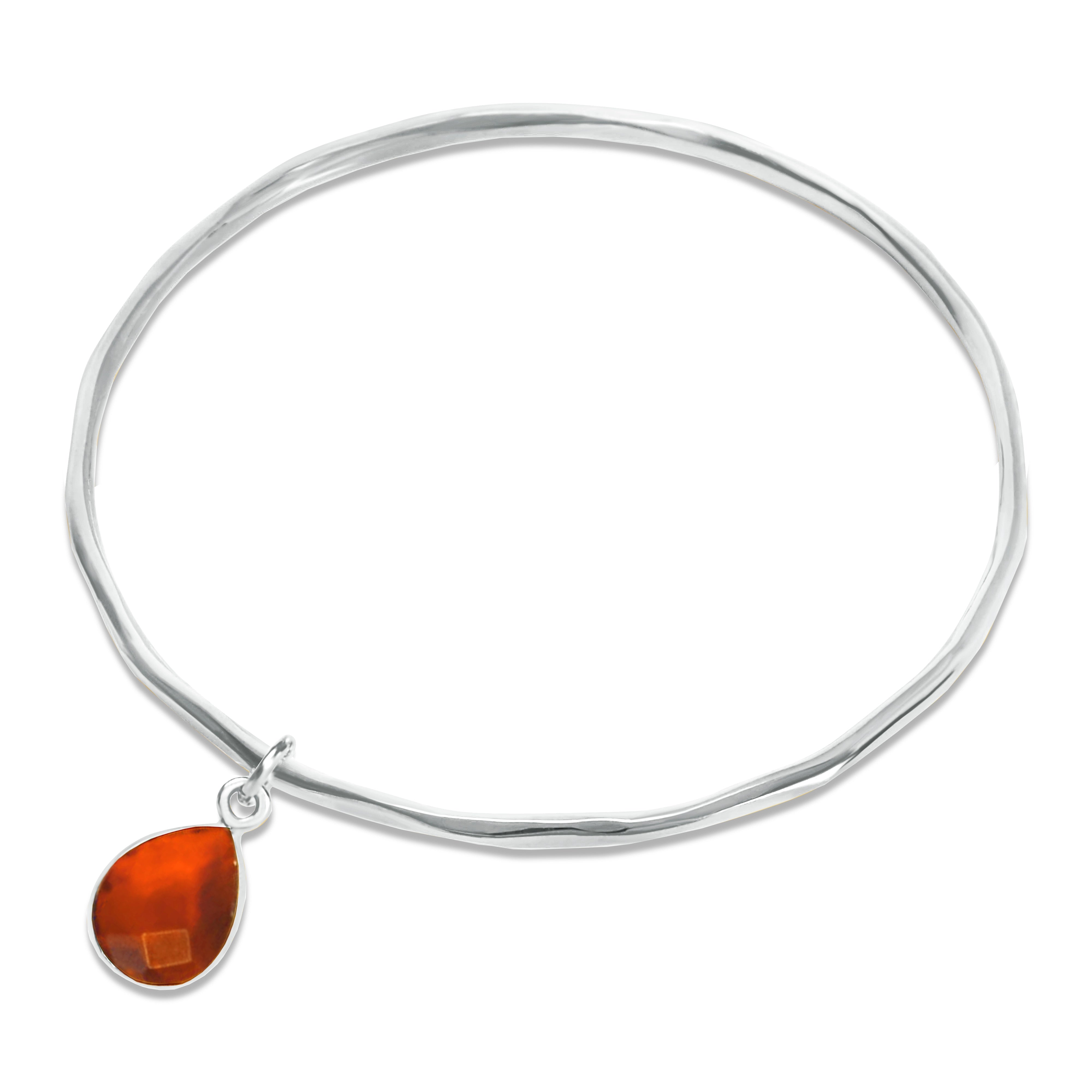 minimalist charm bracelet-Carnelian Charm Bangle Silver July Birthstone Bangle