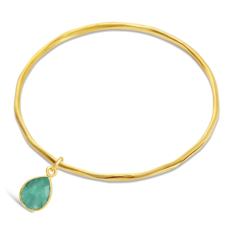 trendy bracelet for young women-Chrysoprase Charm Bangle | Gold | May