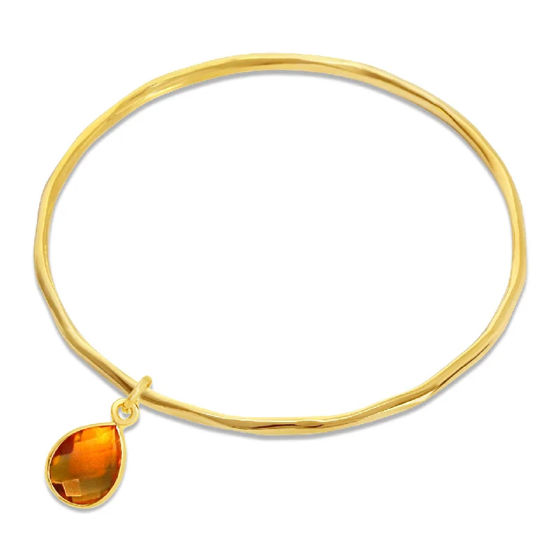 boho chic bracelet-Citrine Charm Bangle | Gold - November