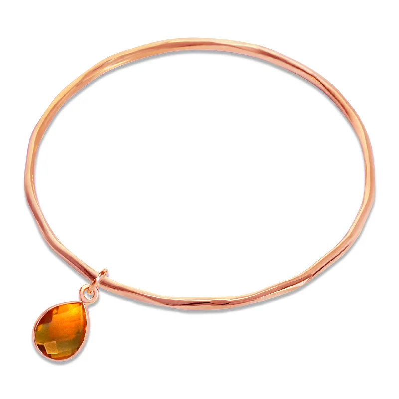 chakra healing bracelet for women-Citrine Charm Bangle | Rose Gold - November