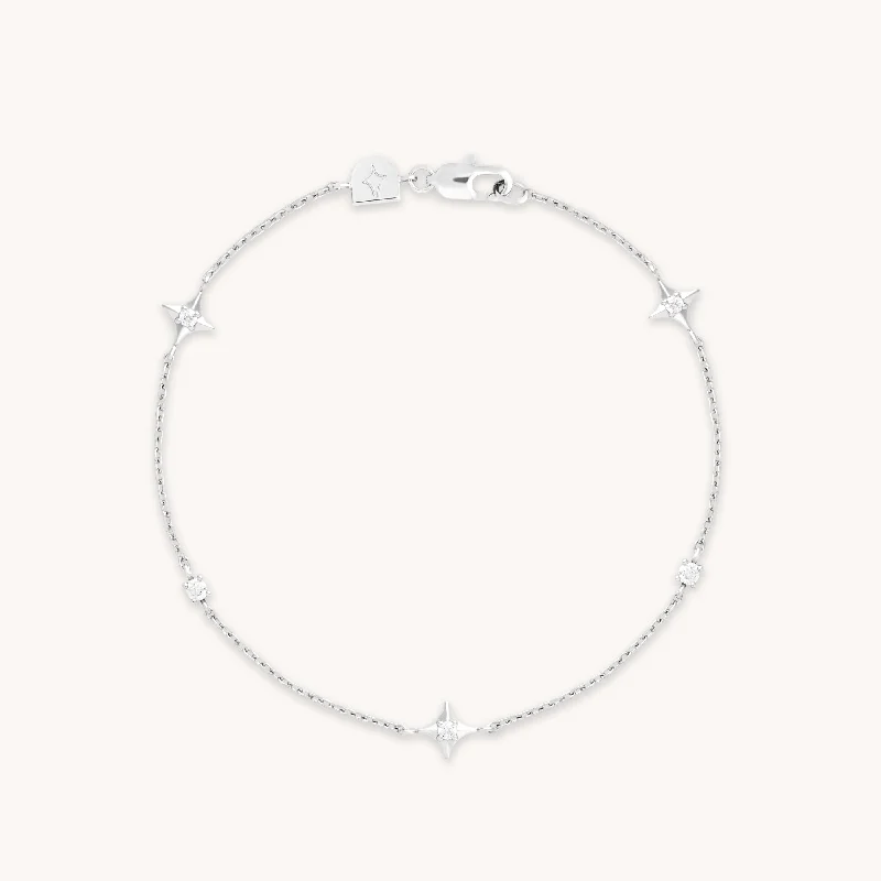 engraved bracelet for her-Cosmic Star Charm Bracelet in Silver