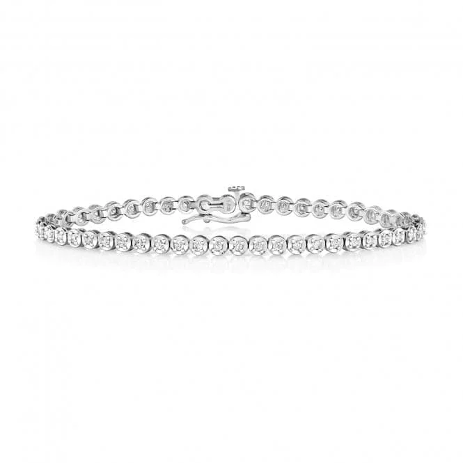 trendy bracelet for young women-Diamond Jewellery 9ct White Gold Diamond Tennis Bracelet BD015W