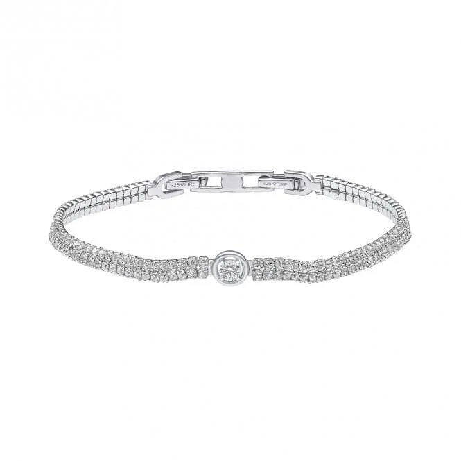 stylish bangle bracelet-Sterling Silver Clear Cubic Zirconia Bracelet B5476