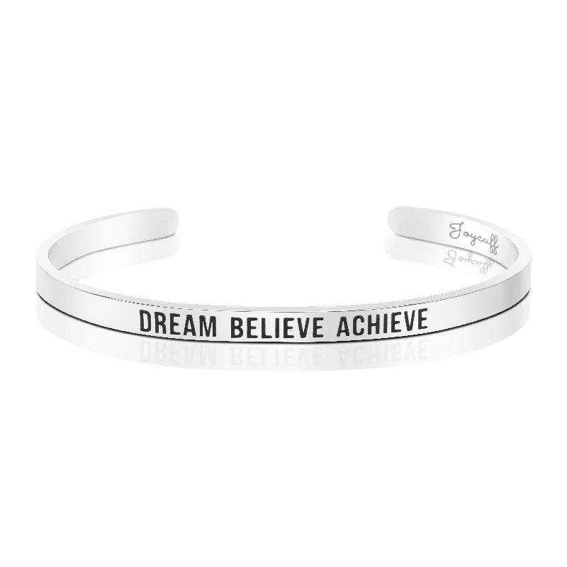 chunky bracelet for women-Dream Believe Achieve Mantra Bracelet Class of 2020 Gift for Daughter Inspirational Cuff Bangle