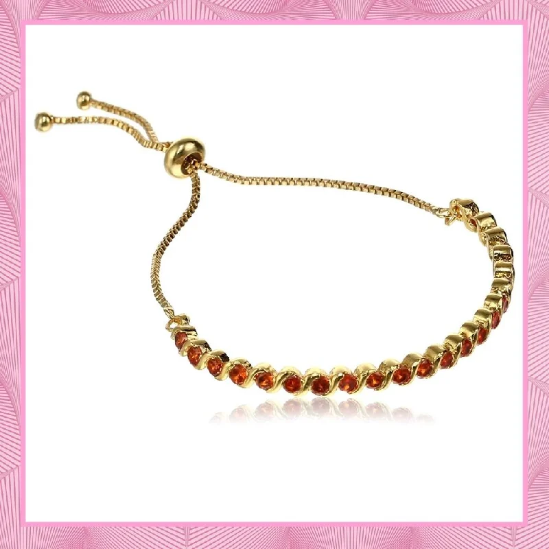 bracelet for wedding party-Estele Gold Plated Bracelet with Orange American Diamonds Bracelet for women