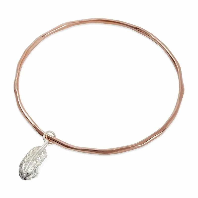 diamond tennis bracelet-Feather Bangle | Rose Gold - Silver