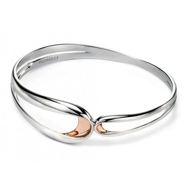 stylish gold bracelet-Rose Gold Plated Folded Detail Bangle B4716