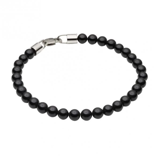 luxury leather bracelet-Black Onyx Beaded Bracelet B5425B