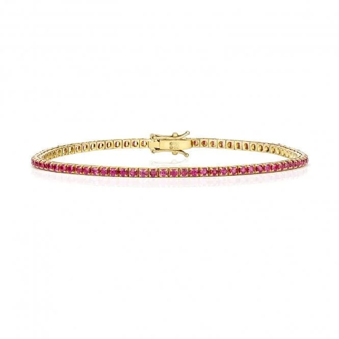 chunky bracelet for women-18ct Gold Ruby Bracelet BDQ200R