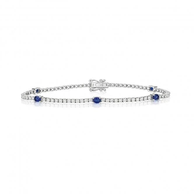 birthstone bracelet gift-18ct White Gold Diamond And Sapphire Bracelet BDQ202WS