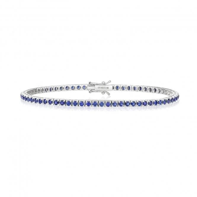 cuff bracelet for men-18ct White Gold Sapphire Bracelet BDQ201WS