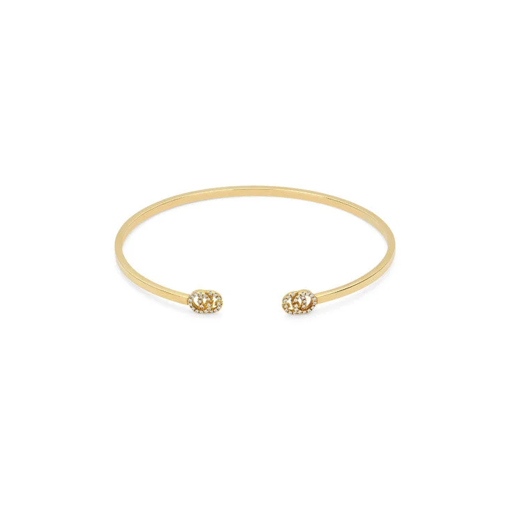 infinity bracelet for love-Gucci 18K Yellow Gold GG Diamond Cuff Bracelet