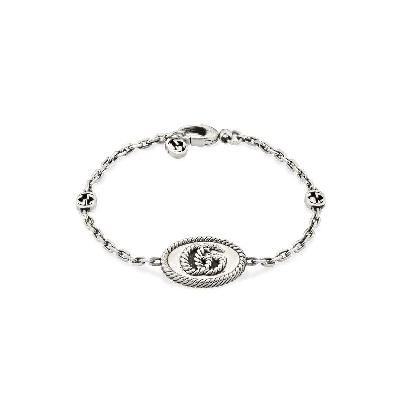 women’s leather charm bracelet-Gucci Silver Marmont GG Disc Bracelet