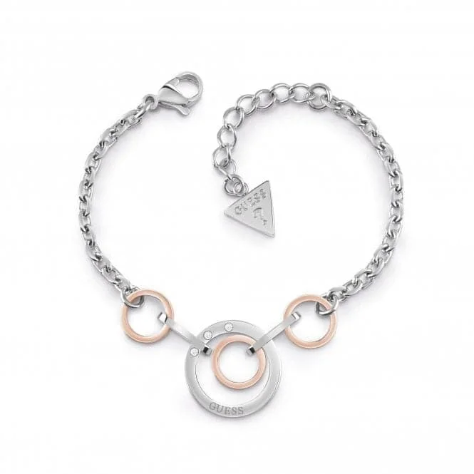 women’s birthstone bracelet-Chain Circles Silver Rose Gold Bracelet UBB29030-L