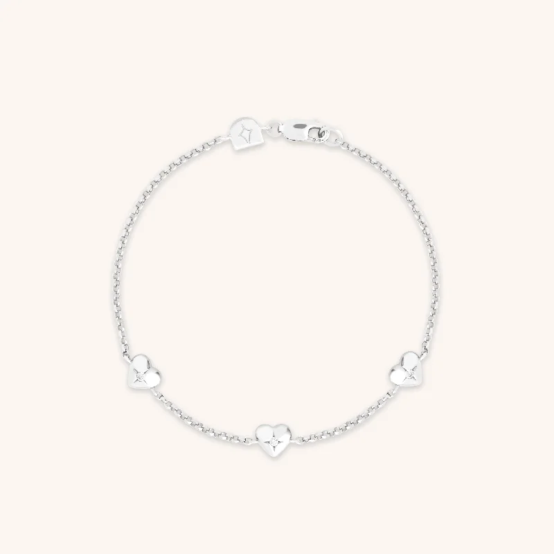 bracelet for casual wear-Heart Charm Bracelet in Silver