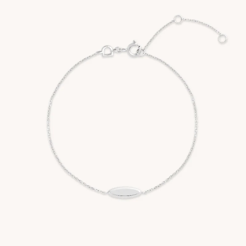 handmade bracelet with leather-ID Charm Bracelet in Solid White Gold