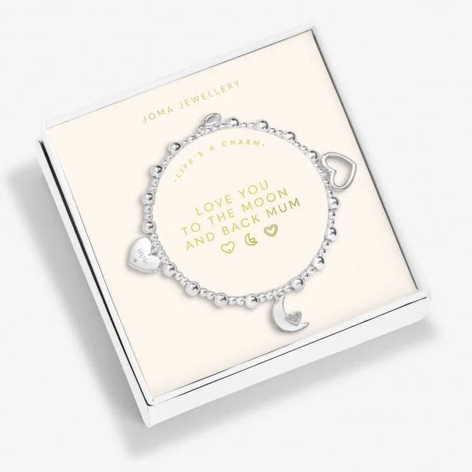 colorful friendship bracelet-Life's A Charm Love You To the Moon Back Mum Silver Plated 17.5cm Bracelet 6911